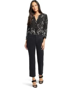 NYDJ Petite Marilyn Straight Ankle in Black | Jeans
