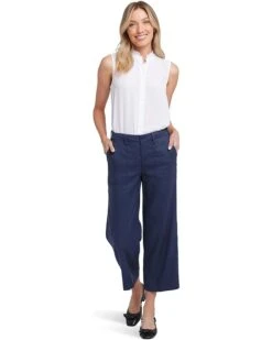 NYDJ Petite Wide Leg Cargo Capri Pants in Oxford Navy