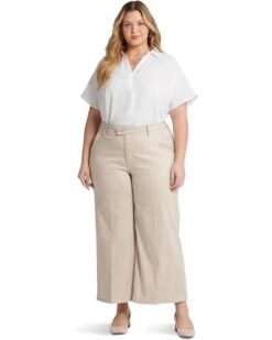 NYDJ Plus Size High-Rise Mona Wide Leg in Feather | Pants