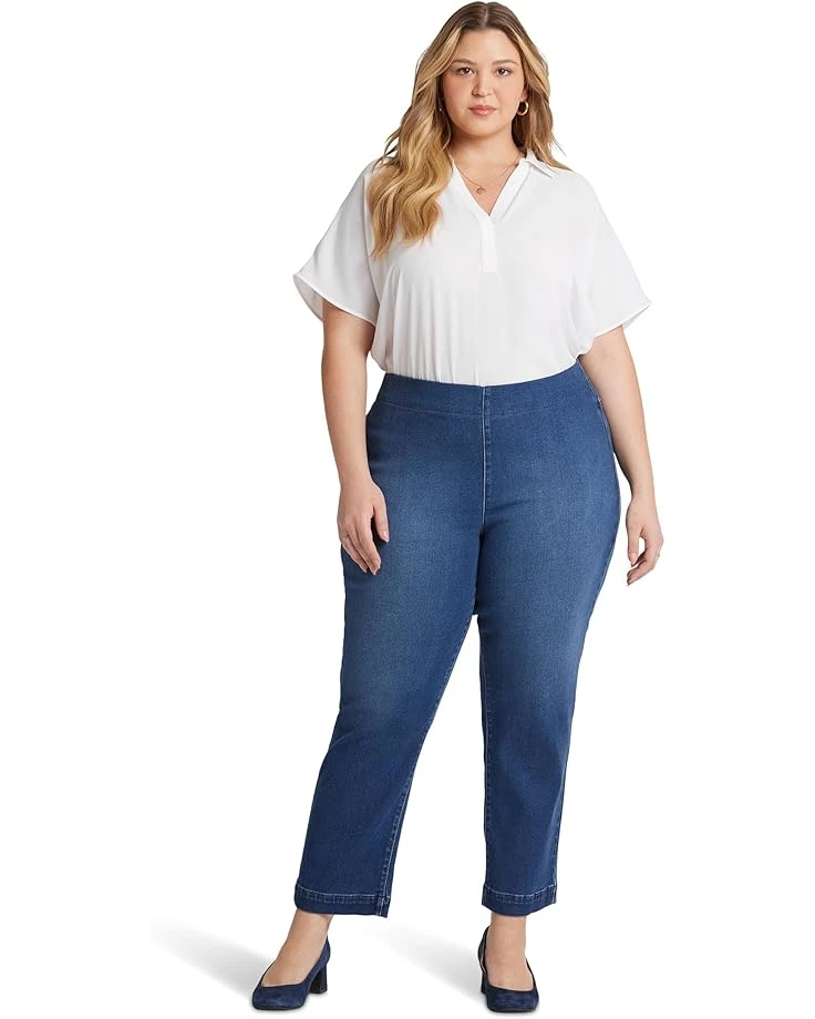 NYDJ Plus Bailey Relaxed Straight Ankle Pull-On Jeans Overdye Black 3 NYDJ Plus Bailey Relaxed Straight Ankle Pull-On Jeans Overdye Black