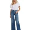 NYDJ Teresa Wide Leg Exposed Button Fly Jeans in Costa Brava